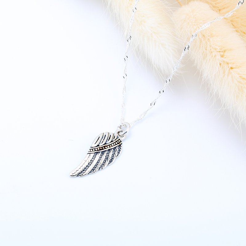 Angel Wing Fly s925 sterling silver necklace Valentine's Day gift - สร้อยคอ - เงินแท้ สีเงิน