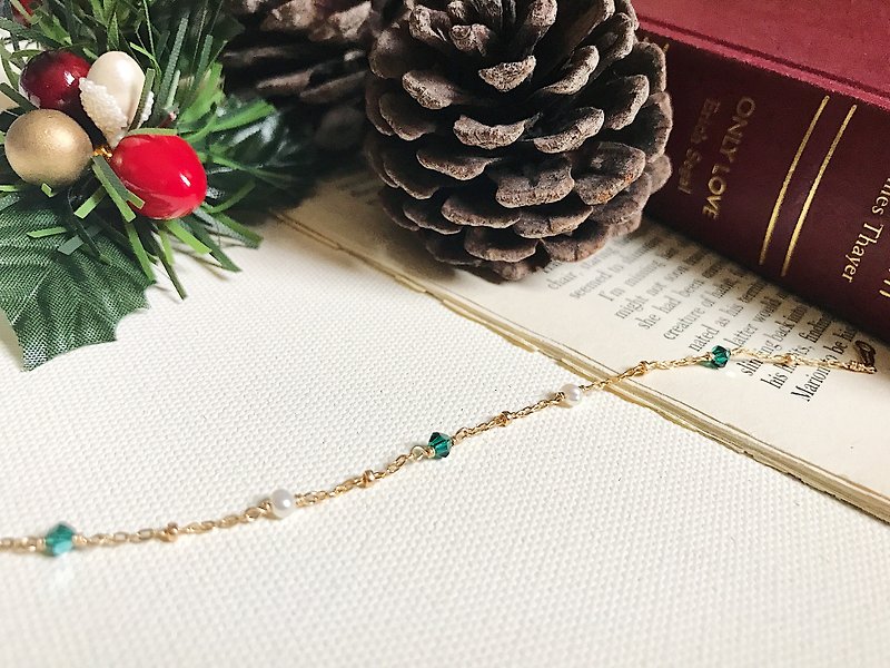 ::Golden Christmas :: Pine Green Gold Fans Your Pearl 14kgf Bracelet - สร้อยข้อมือ - โลหะ 