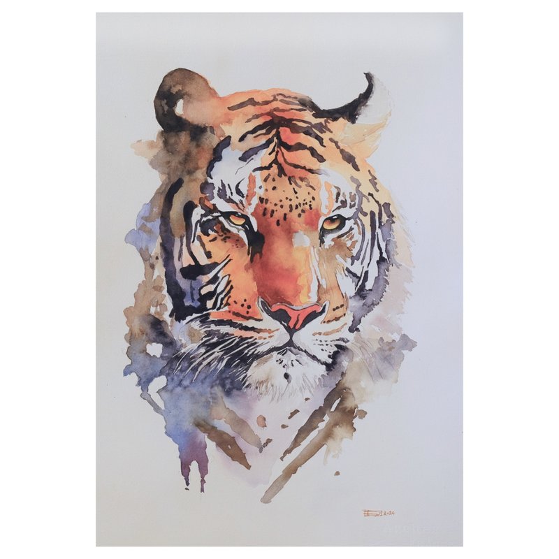 watercolor tiger - Posters - Paper White