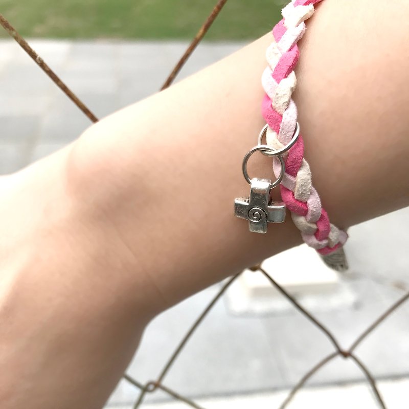 Dream weaving bracelet (pink) - Bracelets - Genuine Leather Pink