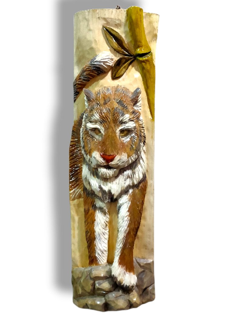 Wood tiger wall decor Carved tiger Tiger figure Tiger statue Tiger sculpture - Wall Décor - Wood Orange
