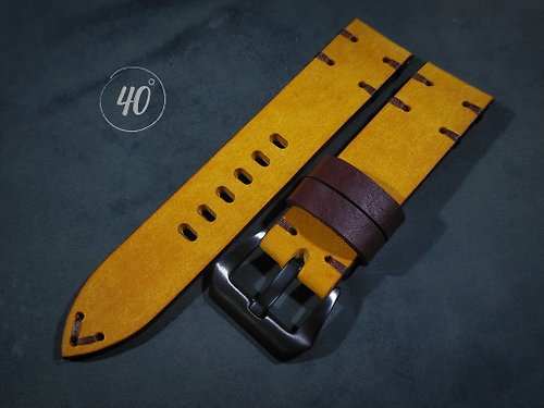 40degreeshandcraft Pueblo Leather watch strap, Yellow leather watch strap, Handmade watch strap