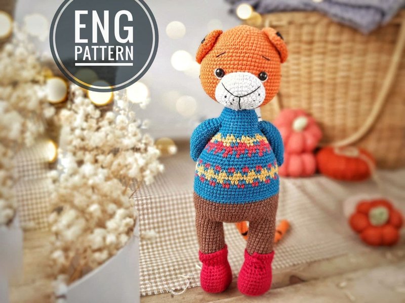 Amigurumi Tiger crochet pattern. Amigurumi animal pattern PDF. - 手工藝教學/工具書 - 其他材質 