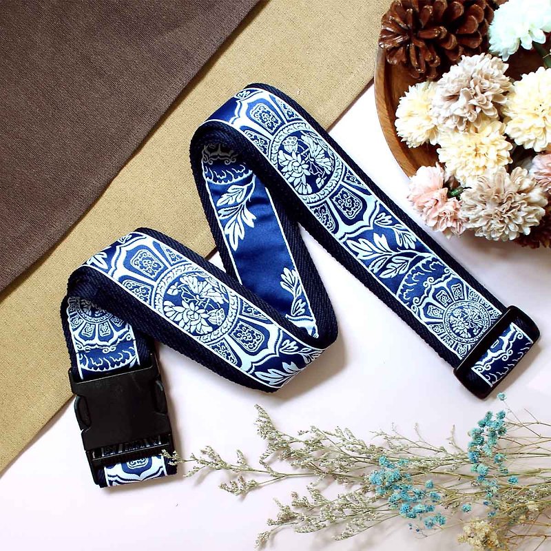 Vietnamese Blue and White Luggage Strap - Luggage & Luggage Covers - Polyester 