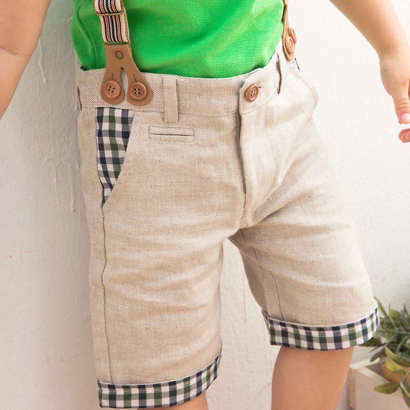 Comfortable cotton Linen pants suspenders - Pants - Cotton & Hemp Gray