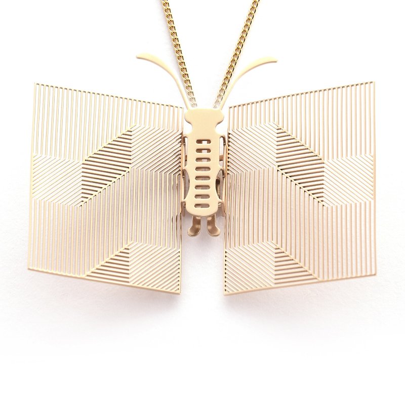 変更可能な翼の蝶のネックレスの本 (ゴールド) 医療グレードの薄い鋼ジュエリー デザイナーのお気に入りの排他的なデザイン - ネックレス - 金属 シルバー