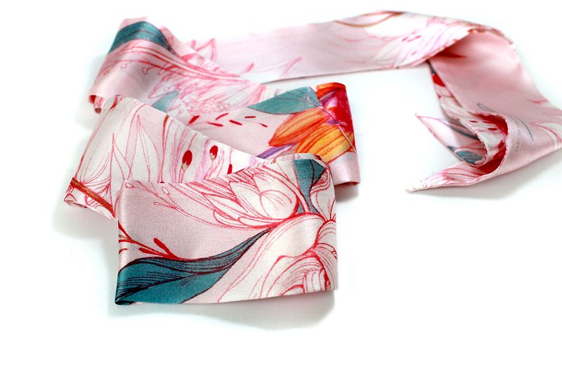 Original design narrow silk scarf like you - ผ้าพันคอ - ผ้าไหม 