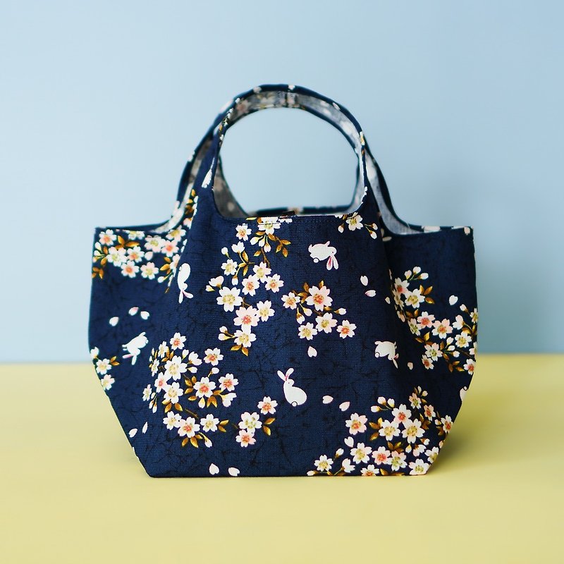 Popular square-bottom brunch bag - Handbags & Totes - Cotton & Hemp Blue