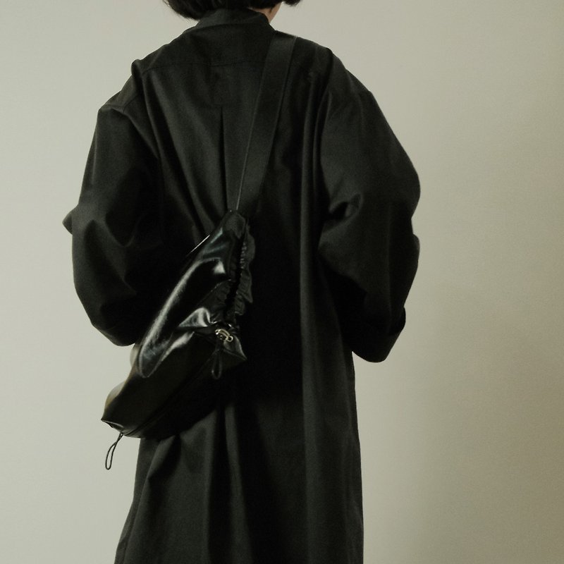 Early spring black simple commuter long windbreaker - Women's Blazers & Trench Coats - Cotton & Hemp Black