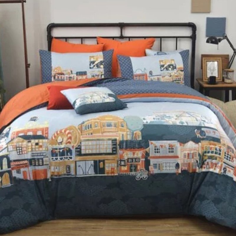 Caliphil Bedding Daewooren Xiaoyuzhou Illustrator-Double Sheets-Fucheng Roaming - เครื่องนอน - ผ้าฝ้าย/ผ้าลินิน สีน้ำเงิน