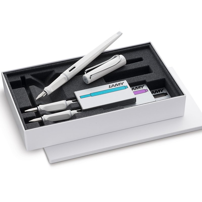 [Free laser engraving] LAMY fountain pen gift box/Joy series-Limited-Silver - Fountain Pens - Plastic White