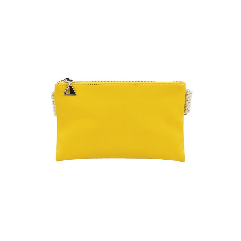 Alice Martha LOGO webbing side backpack-mustard - Clutch Bags - Faux Leather Yellow