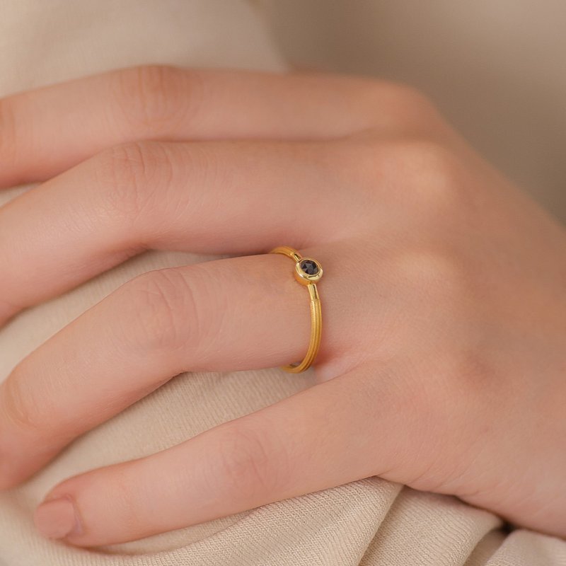 Rose Cut Black Diamond 18K Adornment Ring, Roman Style - General Rings - Gemstone Black