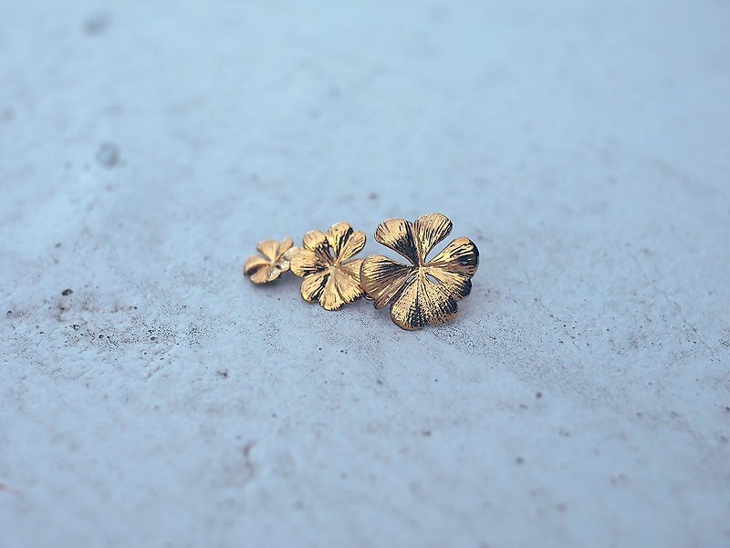 無垢系列 - 四葉草 * 精靈耳環 - Earrings & Clip-ons - Copper & Brass Gold