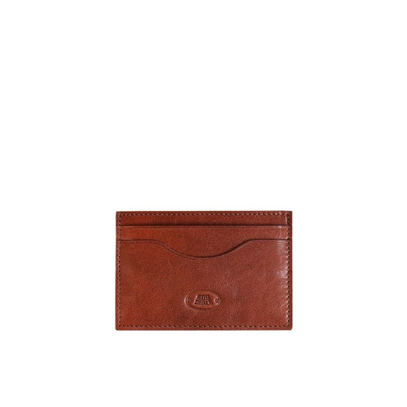 【SOBDEALL】Vegetable tanned leather double-sided card holder - ที่เก็บนามบัตร - หนังแท้ สีนำ้ตาล