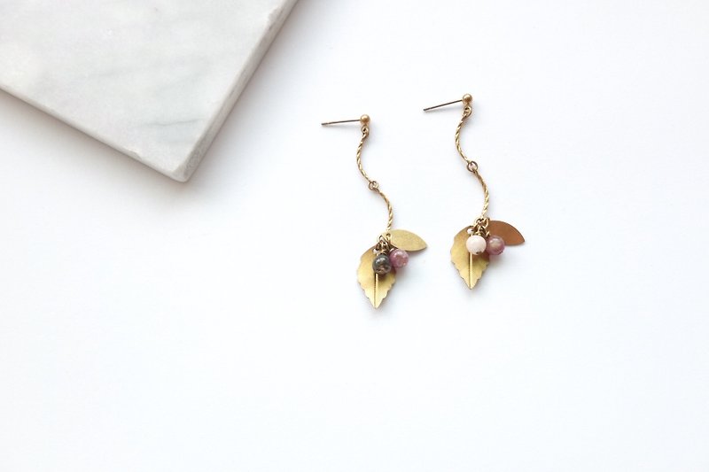Customized Brass Earrings | Birch Ear Pins / Ear Clips - ต่างหู - ทองแดงทองเหลือง 