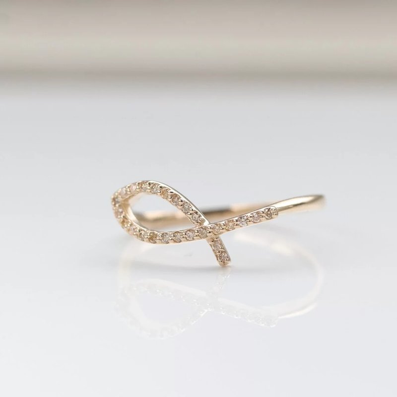14K Lucky Fish Diamond Ring 幸運魚鑽石戒指洗澡免摘  流汗碰水 - 戒指 - 貴金屬 金色
