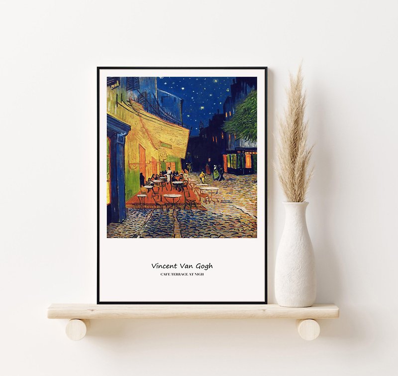 Van Gogh‧Night Outdoor Cafe-Vertical-Painting-Famous Painting Series-Color - Posters - Cotton & Hemp Multicolor