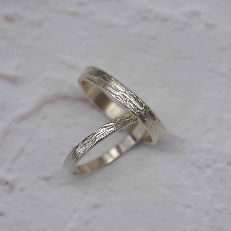 Glitter Couple Rings - Handcrafted Ring - แหวนคู่ - เงินแท้ สีเงิน