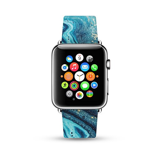 Freshion 海洋藍海洋瑪瑙 Apple Watch 真皮手錶帶 38 40 42 44 mm -301