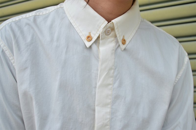 Shirt in Undyed Organic Cotton - เสื้อเชิ้ตผู้ชาย - ผ้าฝ้าย/ผ้าลินิน ขาว