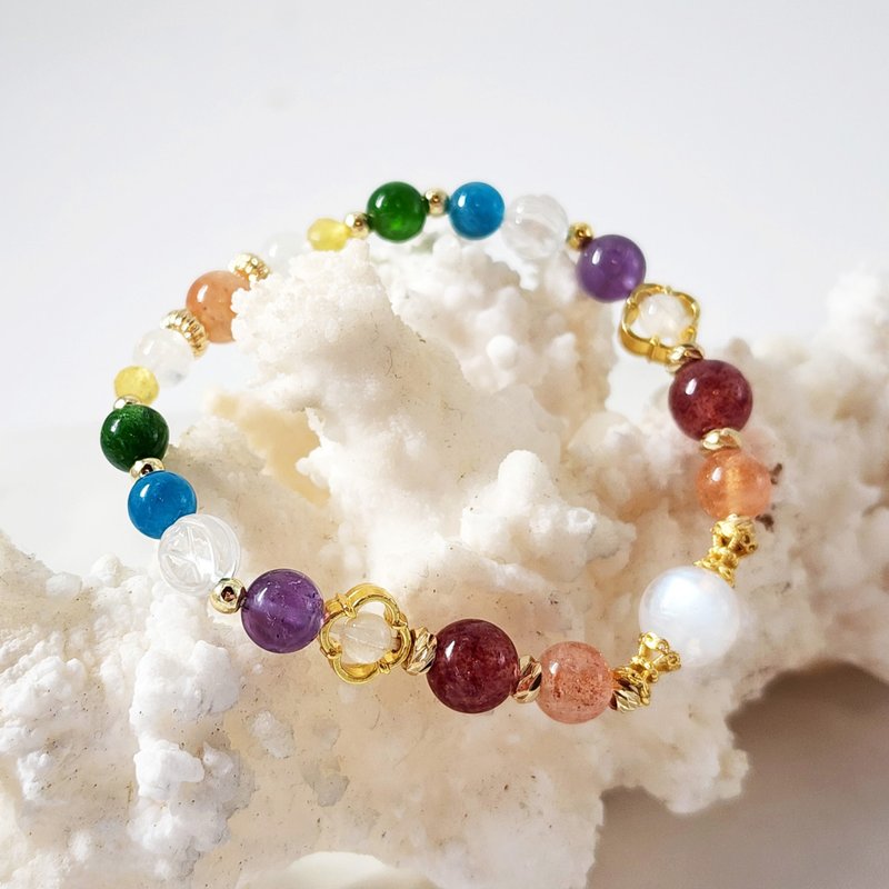 Whimsical Stone Light – Garden Palace Stained Glass Window Bracelet - สร้อยข้อมือ - หยก หลากหลายสี