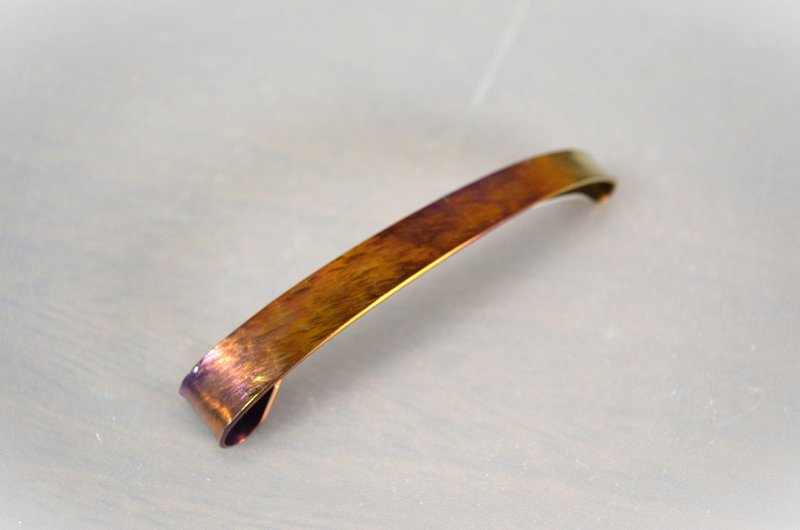 Titanium barrette, pure titanium barrette, gold glass 70mm - เครื่องประดับผม - โลหะ สีทอง