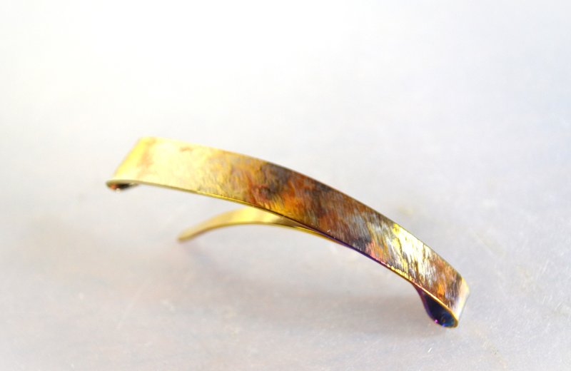 Titanium barrette・純チタン製バレッタ・ゴールドグラス・受注生産 - 髮夾/髮圈 - 其他金屬 金色