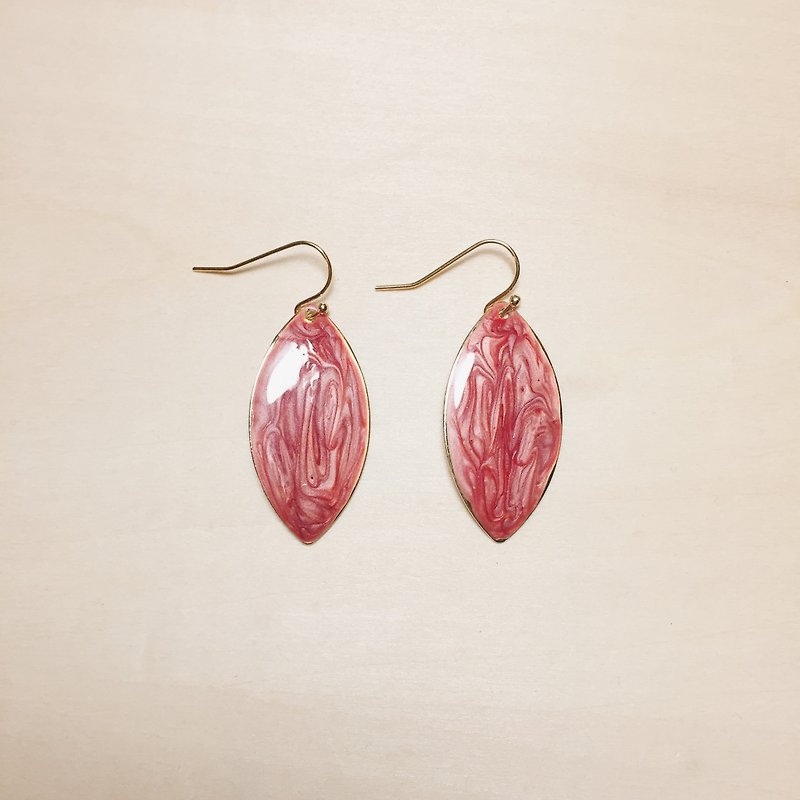 Vintage red drip glaze eye-shaped earrings - Earrings & Clip-ons - Pigment Red