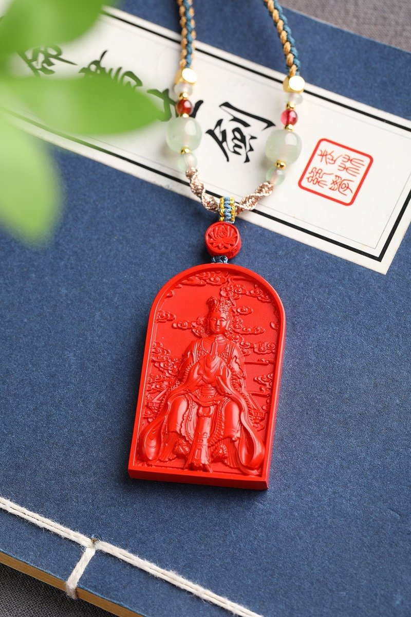 天然原礦硃砂精品紅砂碧霞元君吊墜 含量高達95%以上 - 項鍊 - 寶石 