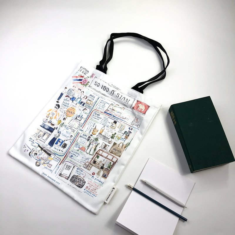 Tote Bag : Waiting at Siam - Messenger Bags & Sling Bags - Polyester White