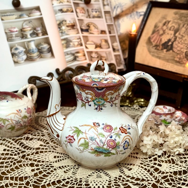 50367-絕美法國古董Sarreguemines Minton 216系列茶壺 - 茶壺/茶杯/茶具 - 瓷 銀色