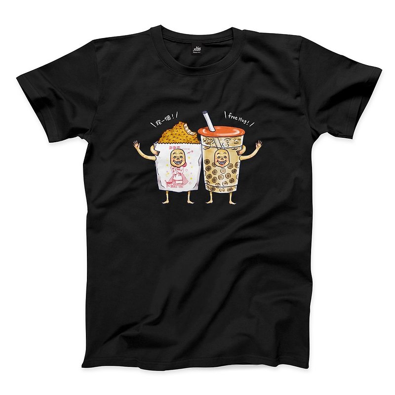 Chicken is Healing-Black-Neutral T-shirt - เสื้อยืดผู้ชาย - ผ้าฝ้าย/ผ้าลินิน สีดำ