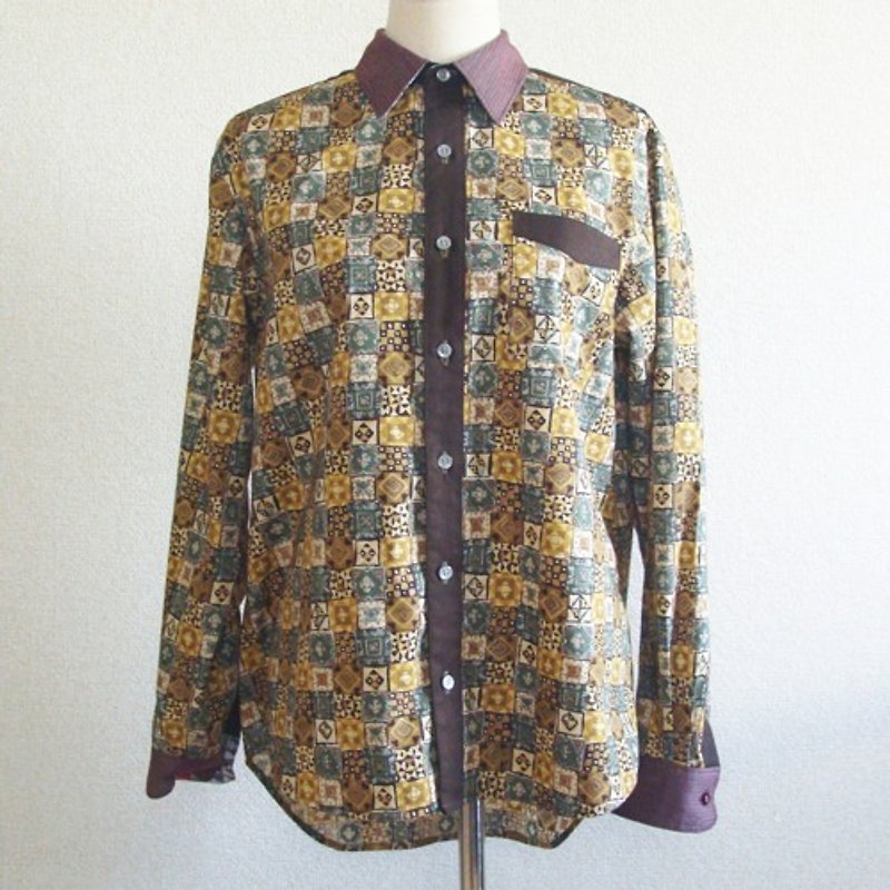 アーティストデザインシャツ　028　１点ものの個性的なシャツ - 男襯衫/休閒襯衫 - 棉．麻 多色