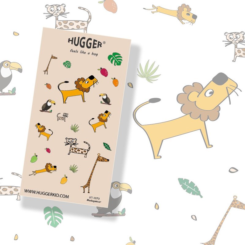 HUGGER 割型貼紙 圖樣-馬達加斯加 長頸鹿 花豹 防水不乾膠貼紙 - 貼紙 - 防水材質 卡其色