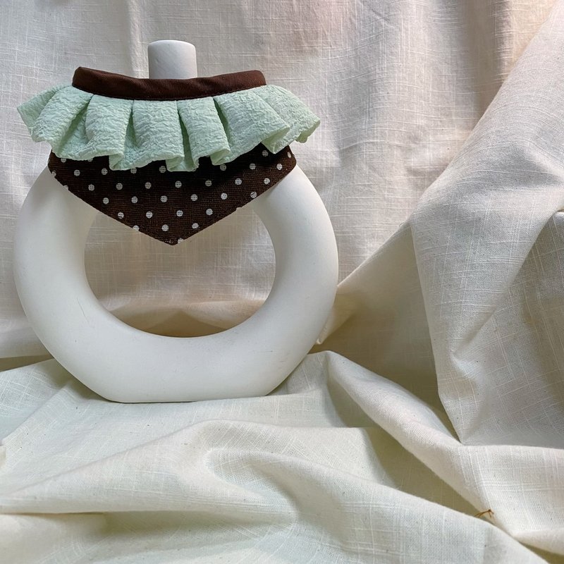 發裁手作。Facai Handmade Pet Bandana - Margot - Mint Chocolate Chip - ปลอกคอ - ผ้าฝ้าย/ผ้าลินิน สีนำ้ตาล