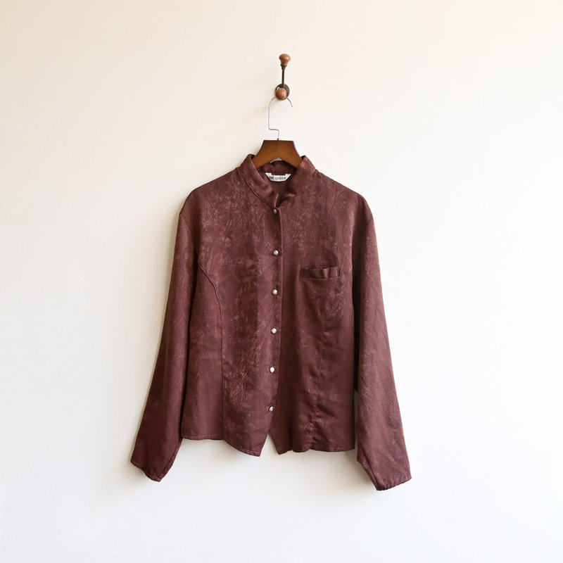 [Egg Plant Vintage] Cocoa Powder Long Sleeve Vintage Shirt - เสื้อเชิ้ตผู้หญิง - ไฟเบอร์อื่นๆ สีนำ้ตาล