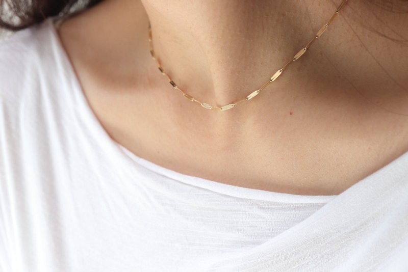 14K Vintage Bling Chain Choker (Large) 閃亮典雅鎖骨鍊項鍊 - 項鍊 - 貴金屬 金色