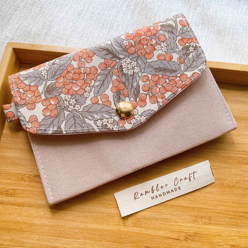 Three-layer short wallet wallet card holder pink raspberry style - Wallets - Cotton & Hemp 