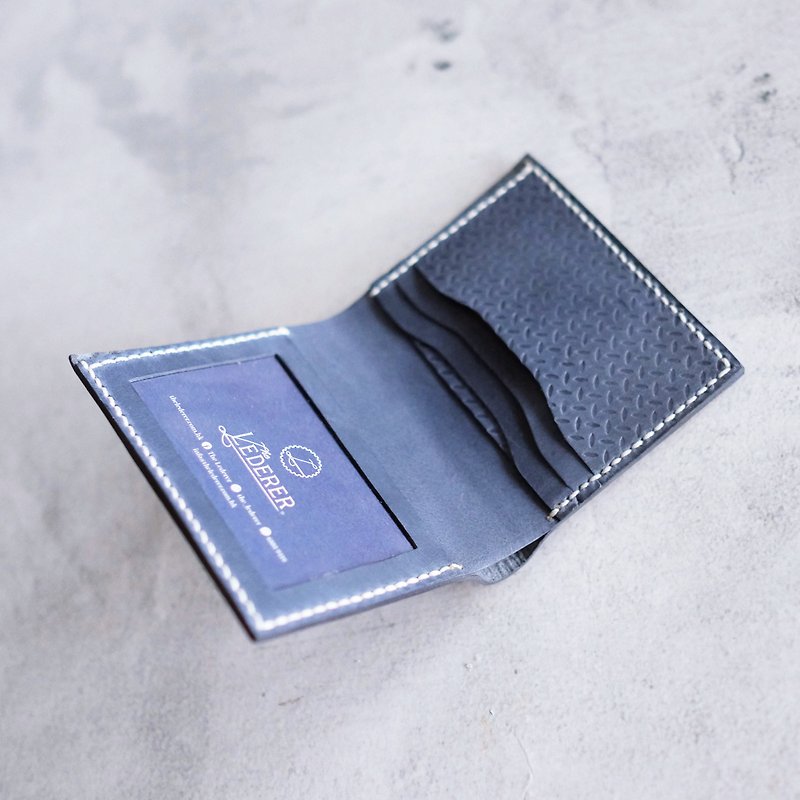 3 Card Photo Mini Short Wallet | Industrial Series | Hand Sewing Material Bag | Silver - เครื่องหนัง - หนังแท้ 