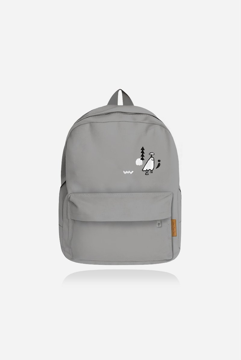Mushrooms, small ghosts, hide and seek - rock gray canvas backpack - Backpacks - Other Materials Gray