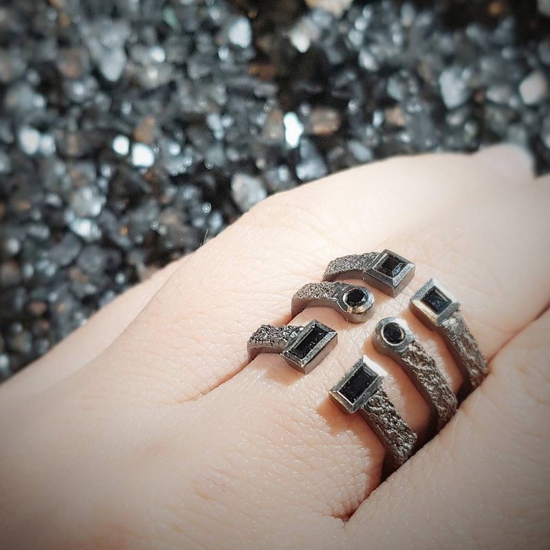 Earth Element Ring - General Rings - Sterling Silver Black