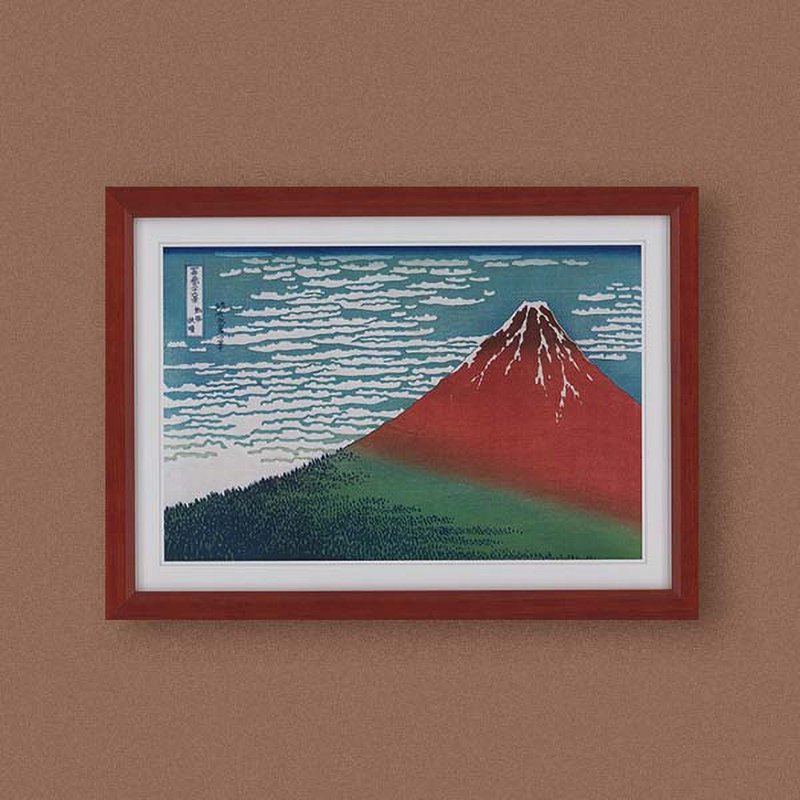 【 世界名作小框畫 】葛飾北齋・凱風快晴 - 海報/掛畫/掛布 - 紙 紅色