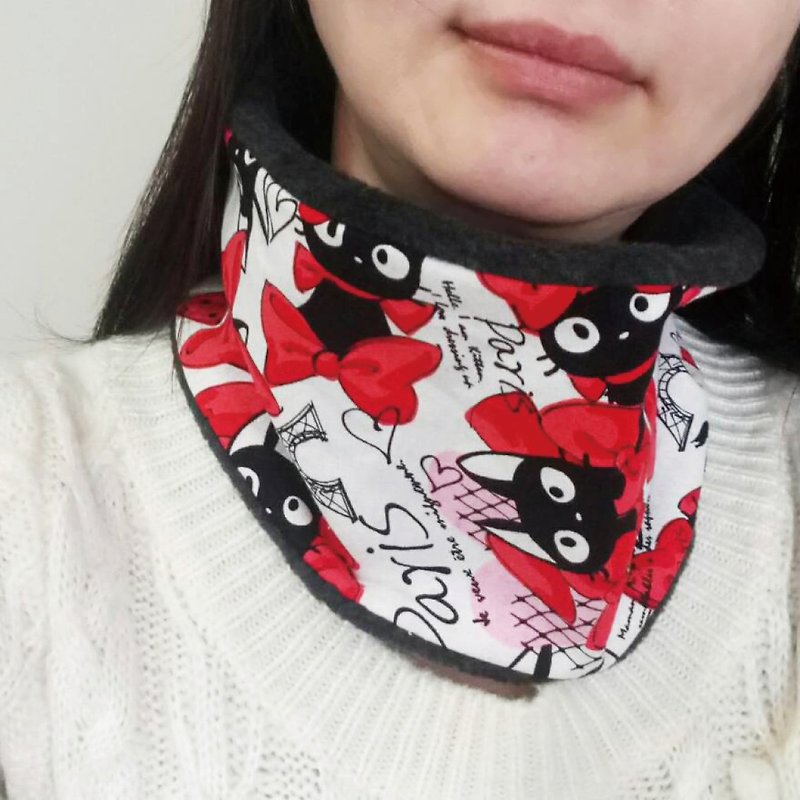 Lovely * Black cat red bow bristles neck scarves * * Red and Black Winter Limited Goods - Scarves - Cotton & Hemp Red