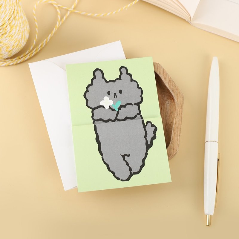 Mini cards long cat - 心意卡/卡片 - 紙 綠色