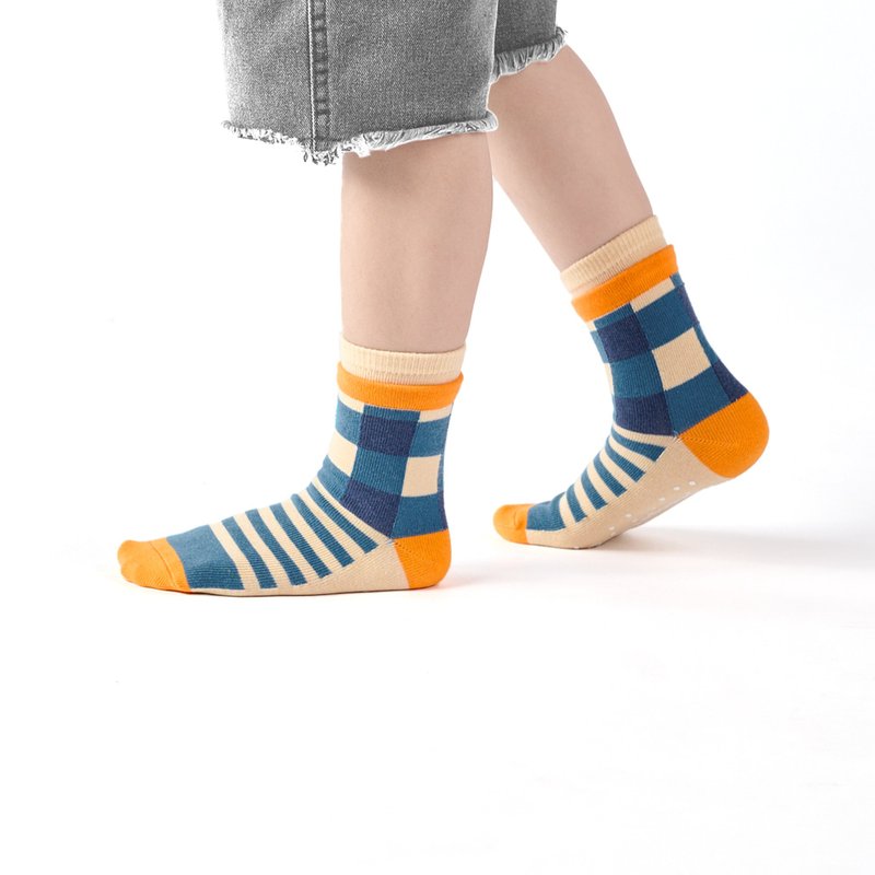 Jam toast/blue (13-15cm, 16-18cm, 19-22cm)-MIT children's socks - Socks - Cotton & Hemp Blue