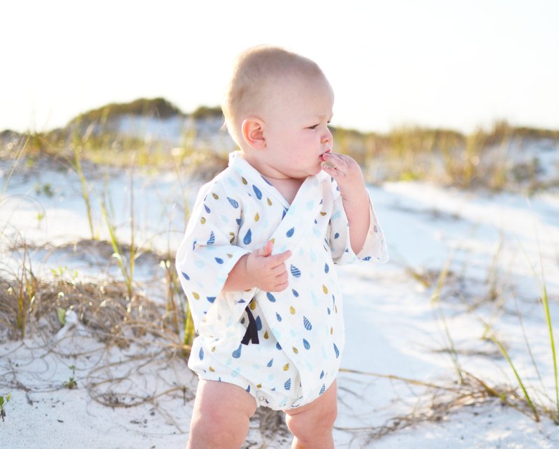 Japanese Cotton Kimono Romper for Baby Boy Takara - 其他 - 棉．麻 白色