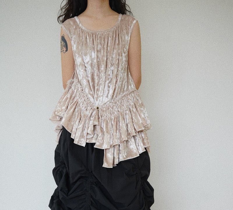 【月光來了麼】古典復古風/手工可調節絲絨上衣 - 女上衣/長袖上衣 - 其他材質 多色