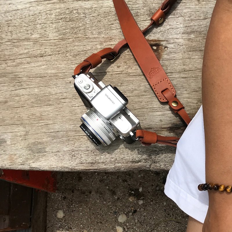 Ochre leather camera strap - WF - ขาตั้งกล้อง - หนังแท้ สีนำ้ตาล