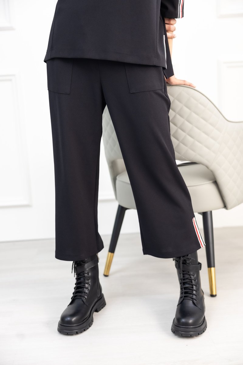 Black hem style cloth label trousers - Women's Pants - Other Materials Black